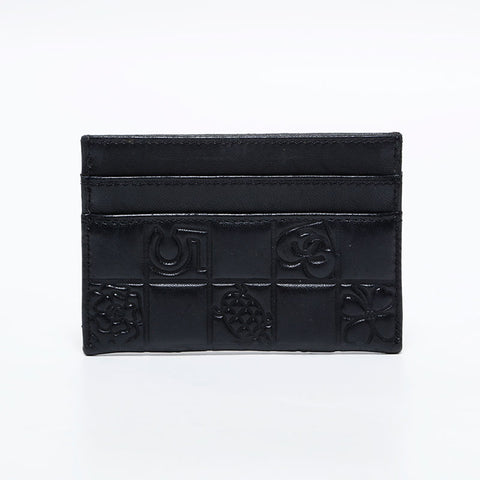 シャネル CHANEL 8番台 2003-2004 アイコンモチーフ ラムスキン カードケース ブラック WS22662