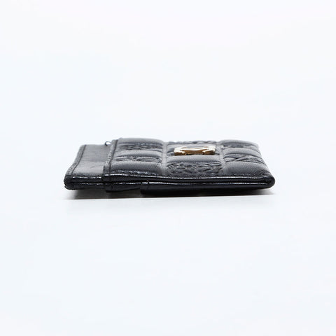 シャネル CHANEL 8番台 2003-2004 アイコンモチーフ ラムスキン カードケース ブラック WS22662