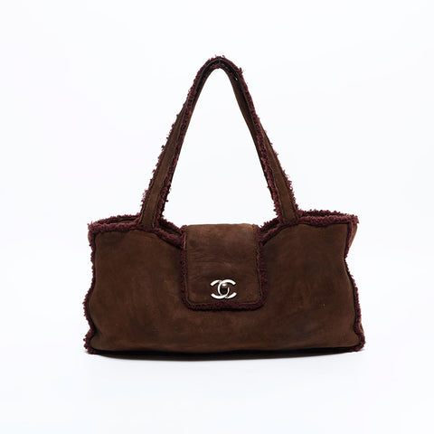 シャネル CHANEL ムートン スエード 5番台 1997-1999 ハンドバッグ ブラウン WS22664