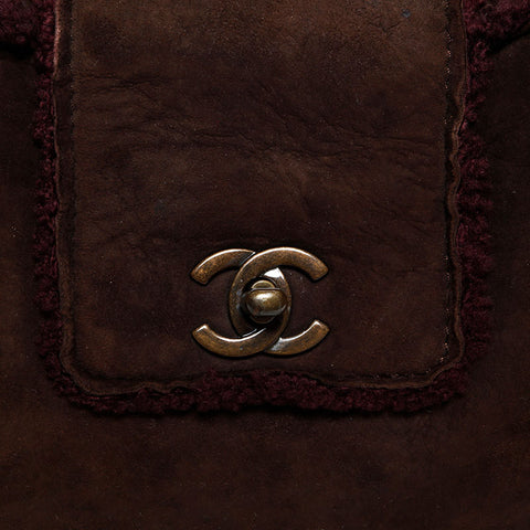 シャネル CHANEL ムートン スエード 5番台 1997-1999 ハンドバッグ ブラウン WS22664
