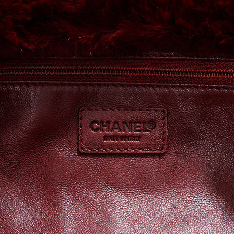 シャネル CHANEL 6番台 2000-2002 ラビット ファー チェーン ショルダーバッグ レッド WS22665