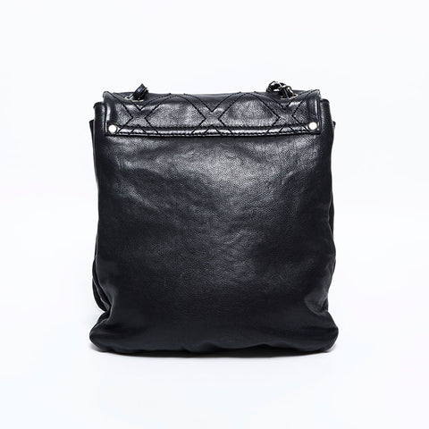 CHANEL 10 系列 2005-2006 Diamond Stitch Wild Stitch 链条大号 COCO Mark 单肩包 黑色 WS22666