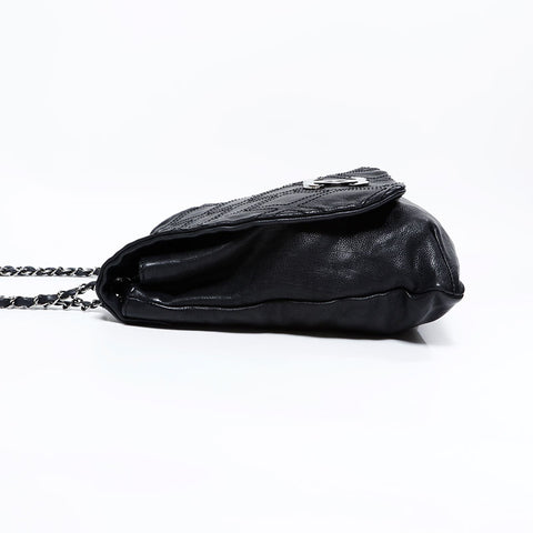 CHANEL 10 Series 2005-2006 Diamond Stitch Wild Stitch Chain Large COCO Mark Shoulder Bag black WS22666