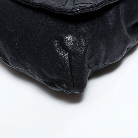 CHANEL 10 Series 2005-2006 Diamond Stitch Wild Stitch Chain Large COCO Mark Shoulder Bag black WS22666