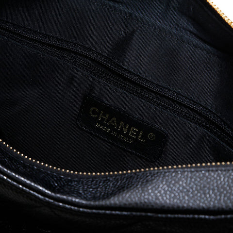 シャネル CHANEL 8番台 2003-2004 キャビア ハーフムーン ココマーク チェーン ショルダーバッグ ブラック WS22667
