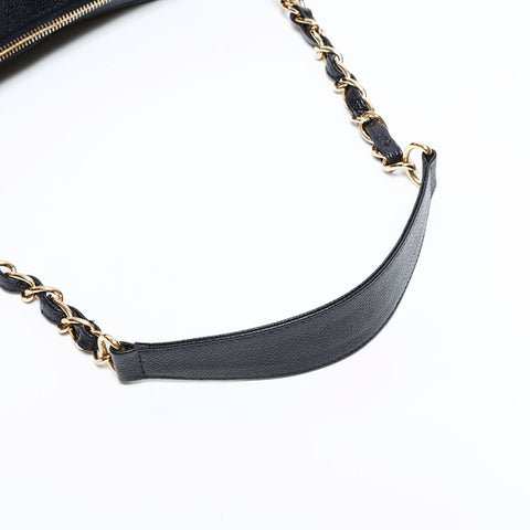 シャネル CHANEL 8番台 2003-2004 キャビア ハーフムーン ココマーク チェーン ショルダーバッグ ブラック WS22667