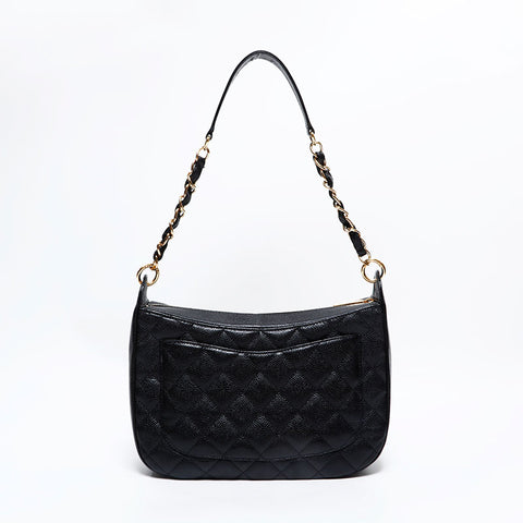 シャネル CHANEL 8番台 2003-2004 キャビア ハーフムーン ココマーク チェーン ショルダーバッグ ブラック WS22667
