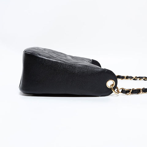 シャネル CHANEL 8番台 2003-2004 キャビア ハーフムーン ココマーク チェーン ショルダーバッグ ブラック WS22667