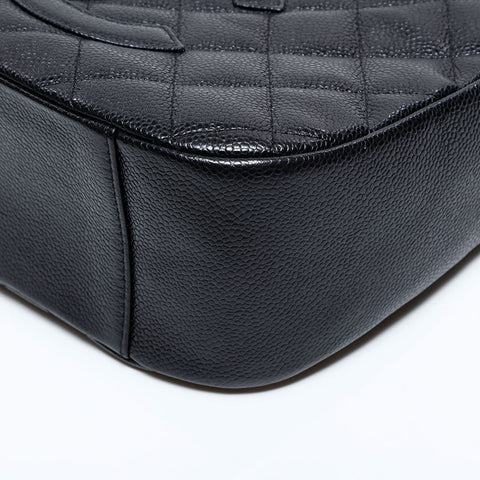 シャネル CHANEL 8番台 2003-2004 キャビア ハーフムーン ココマーク チェーン ショルダーバッグ ブラック WS22667