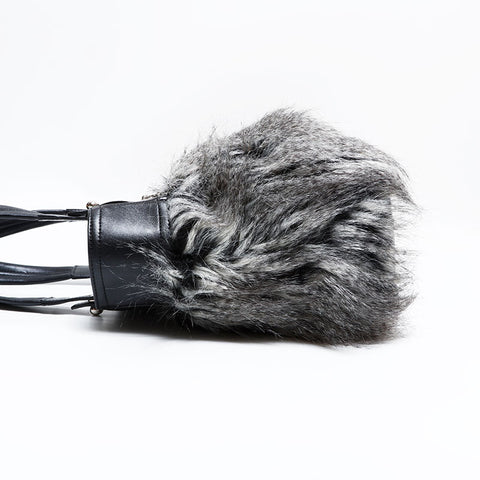 シャネル CHANEL パリビアリッツ ファー 14番台 2010-2011 ハンドバッグ グレー ブラック WS22668