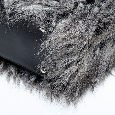 シャネル CHANEL パリビアリッツ ファー 14番台 2010-2011 ハンドバッグ グレー ブラック WS22668