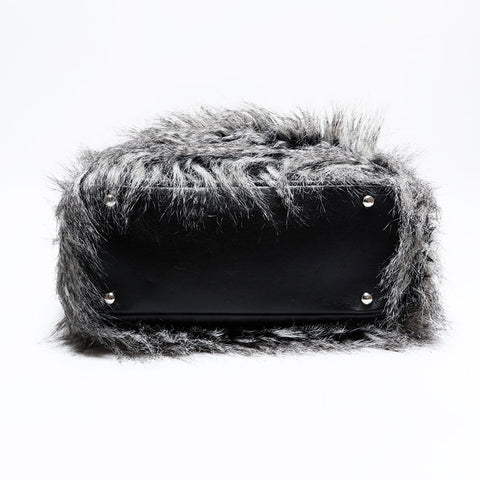 シャネル CHANEL パリビアリッツ ファー 14番台 2010-2011 ハンドバッグ グレー ブラック WS22668