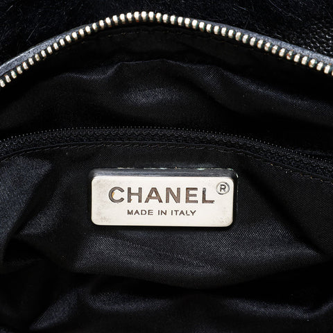 シャネル CHANEL 10番台 2005-2006 ボストンバッグ ファー ハンドバッグ ブラック WS22669