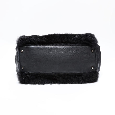 シャネル CHANEL 10番台 2005-2006 ボストンバッグ ファー ハンドバッグ ブラック WS22669