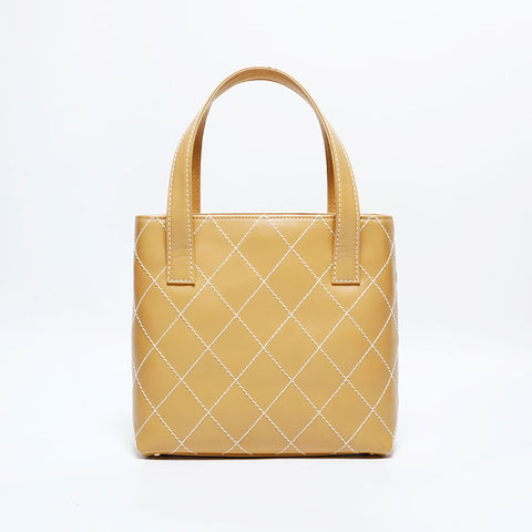 シャネル CHANEL 7番台 2000-2003 ワイルドステッチ ハンドバッグ ベージュ WS22676