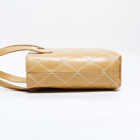 シャネル CHANEL 7番台 2000-2003 ワイルドステッチ ハンドバッグ ベージュ WS22676