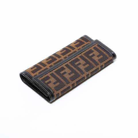 フェンディ FENDI ズッカ キャンバス 長財布 ブラウン WS22679
