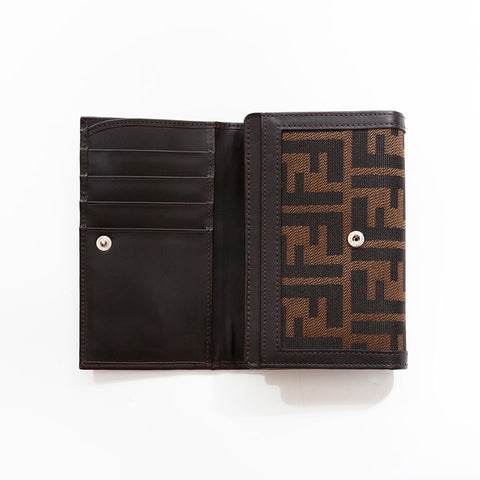 フェンディ FENDI ズッカ キャンバス 三つ折り財布 ブラウン WS22680