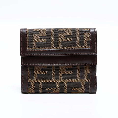 FENDI Zucca canvas Tri-fold wallet canvas Brown WS22681
