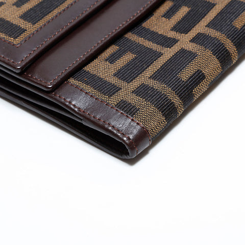 FENDI Zucca Canvas Dreifach-Geldbörse Canvas Braun WS22681
