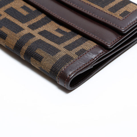 フェンディ FENDI ズッカ キャンバス 三つ折り財布 キャンバス ブラウン WS22681