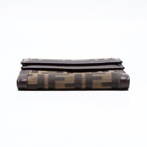 FENDI Zucca Canvas Dreifach-Geldbörse Canvas Braun WS22681