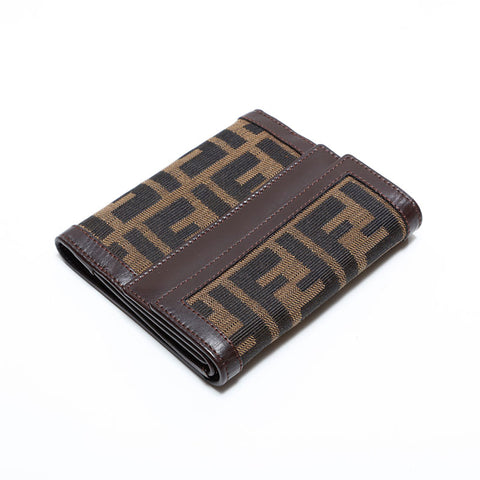 フェンディ FENDI ズッカ キャンバス 三つ折り財布 キャンバス ブラウン WS22681