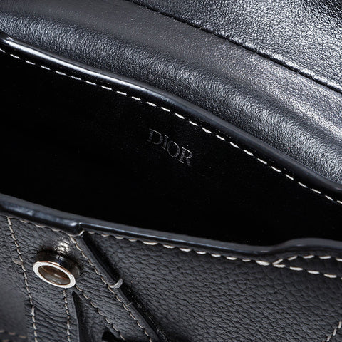 クリスチャンディオール Christian Dior レザー サドルバッグ バッグ チャーム ミニ キーホルダー ポーチ ブラック WS22682