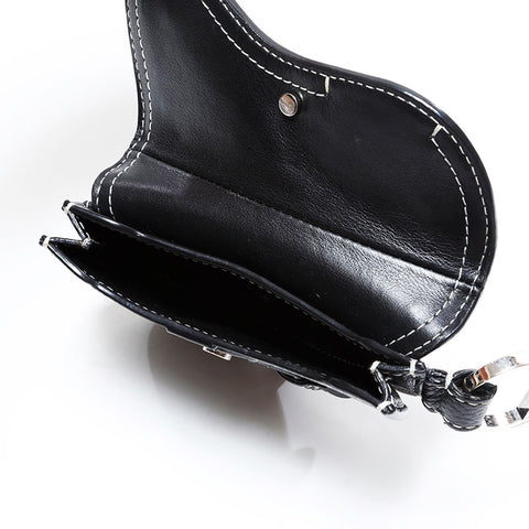 クリスチャンディオール Christian Dior レザー サドルバッグ バッグ チャーム ミニ キーホルダー ポーチ ブラック WS22682