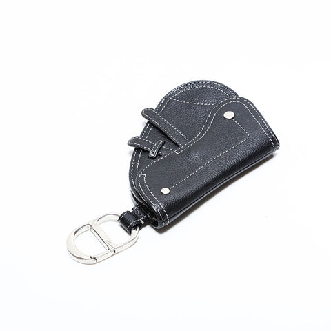 クリスチャンディオール Christian Dior レザー サドルバッグ バッグ チャーム ミニ キーホルダー ポーチ ブラック WS22682