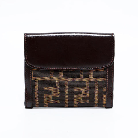 フェンディ FENDI ズッカ キャンバス 三つ折り財布 キャンバス ブラウン WS22683