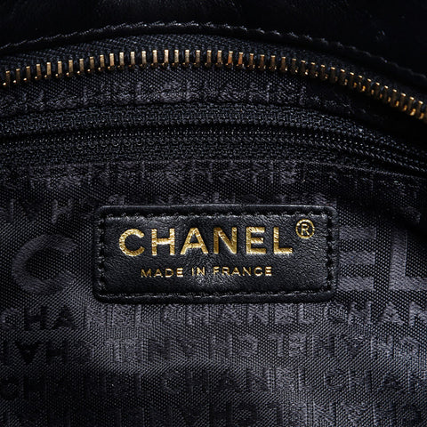 シャネル CHANEL 8番台 2003-2004 ラムスキン アイコンモチーフ ショルダーバッグ ブラック WS22686