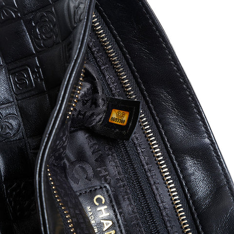 シャネル CHANEL 8番台 2003-2004 ラムスキン アイコンモチーフ ショルダーバッグ ブラック WS22686