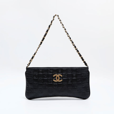 CHANEL No. 8 2003-2004 Lambskin Icon Motif Shoulder Bag black