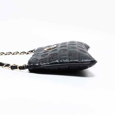 CHANEL No. 8 2003-2004 小羊皮图标图案单肩包黑色 WS22686