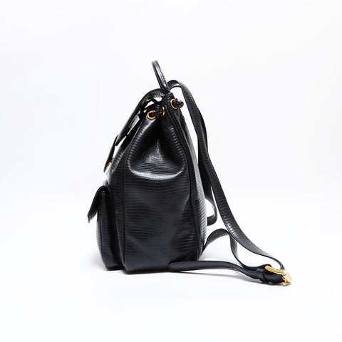 ボッテガヴェネタ BOTTEGAVENETA 型押しレザー リュック・デイパック ブラック WS22688