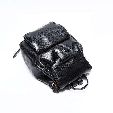 ボッテガヴェネタ BOTTEGAVENETA 型押しレザー リュック・デイパック ブラック WS22688