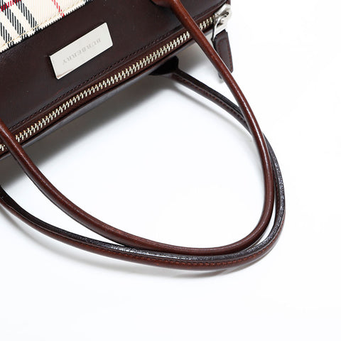 バーバリー BURBERRY キャンバス ノバチェック ミニ ボストン ハンドバッグ ベージュ WS22689