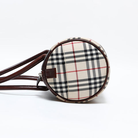 バーバリー BURBERRY キャンバス ノバチェック ミニ ボストン ハンドバッグ ベージュ WS22689