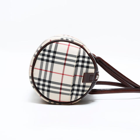 バーバリー BURBERRY キャンバス ノバチェック ミニ ボストン ハンドバッグ ベージュ WS22689
