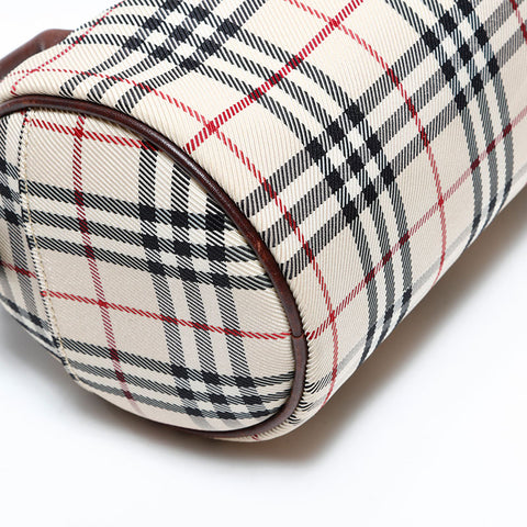 バーバリー BURBERRY キャンバス ノバチェック ミニ ボストン ハンドバッグ ベージュ WS22689