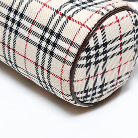 バーバリー BURBERRY キャンバス ノバチェック ミニ ボストン ハンドバッグ ベージュ WS22689