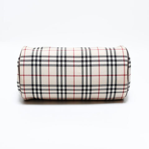 バーバリー BURBERRY キャンバス ノバチェック ミニ ボストン ハンドバッグ ベージュ WS22689