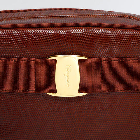 サルヴァトーレフェラガモ Salvatore Ferragamo 型押しレザー ヴァラ ショルダーバッグ レッド WS22691