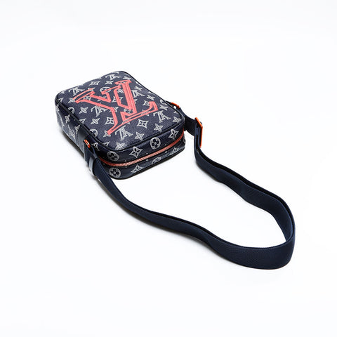 LOUIS VUITTON 2018 Danube PM Upside Down Monogram Shoulder Bag Navy WS22693