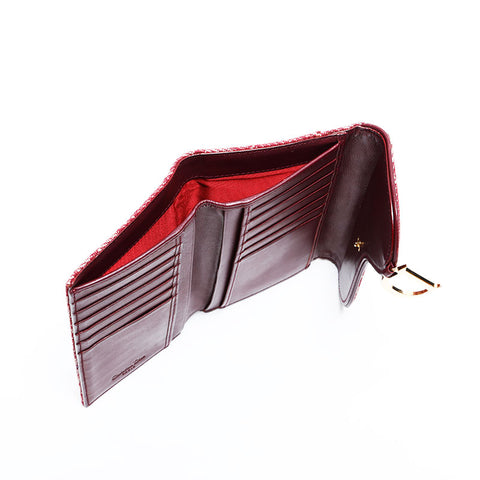 クリスチャンディオール Christian Dior トロッター キャンバス 三つ折り財布 レッド WS22694