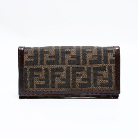 フェンディ FENDI ズッカ キャンバス 長財布 三つ折り財布 ブラウン WS22695