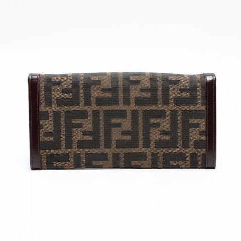 フェンディ FENDI ズッカ キャンバス 長財布 三つ折り財布 ブラウン WS22695