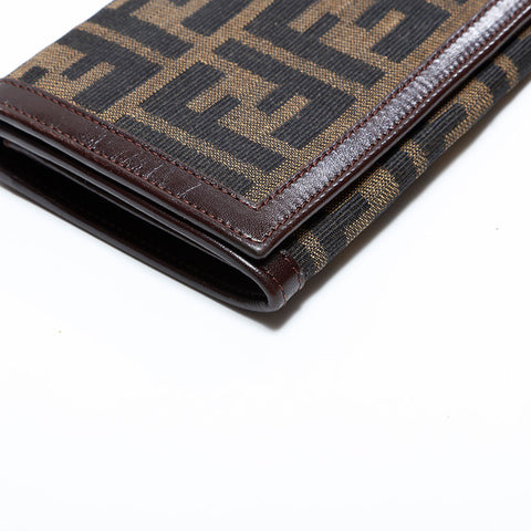 フェンディ FENDI ズッカ キャンバス 長財布 三つ折り財布 ブラウン WS22695