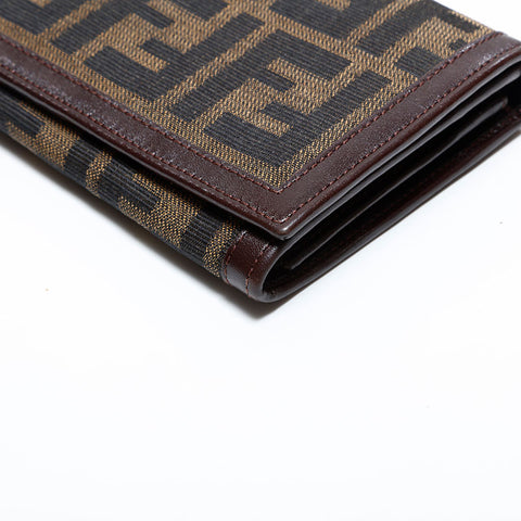 フェンディ FENDI ズッカ キャンバス 長財布 三つ折り財布 ブラウン WS22695